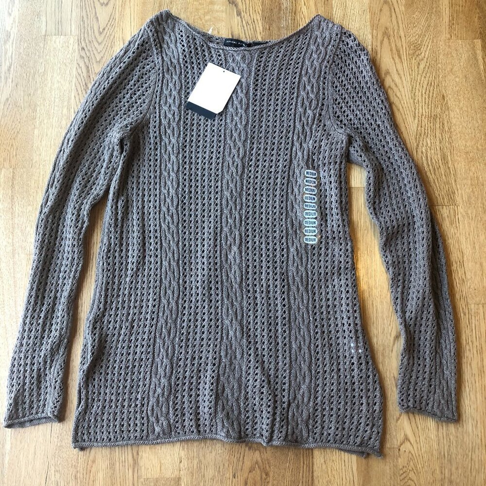 Jeanne Pierre Taupe Knit Sweater Size Medium NWT